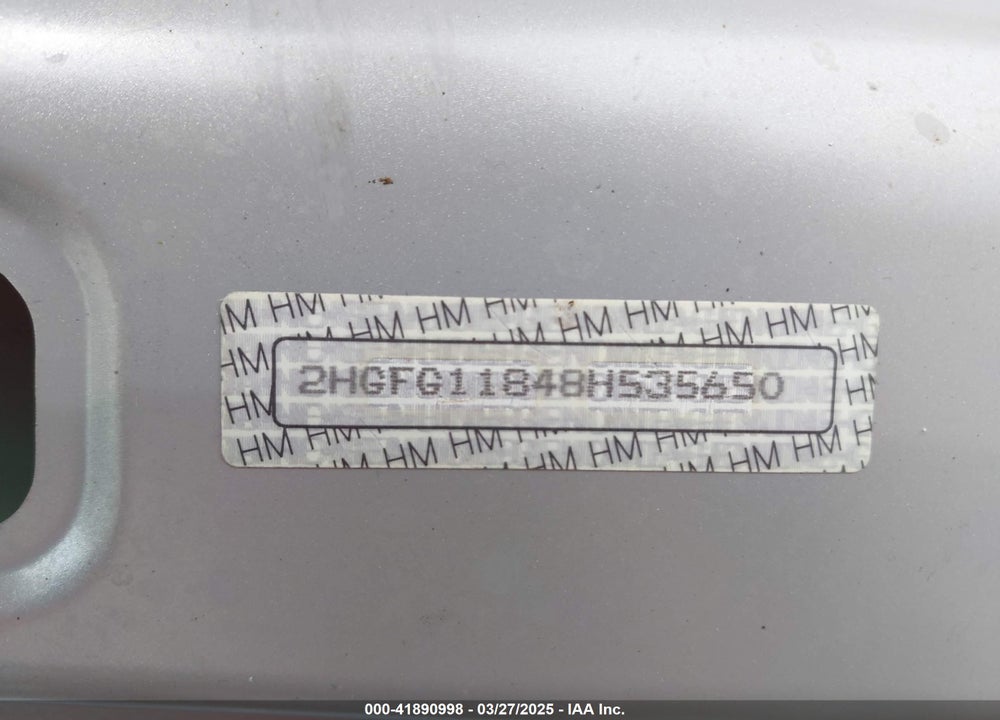2008 HONDA CIVIC EX VIN: 2HGFG11848H535650