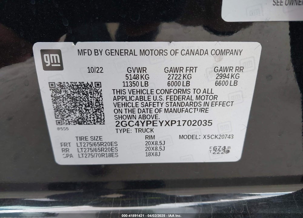 2023 CHEVROLET SILVERADO 2500HD 4WD STANDARD BED LTZ VIN: 2GC4YPEYXP1702035