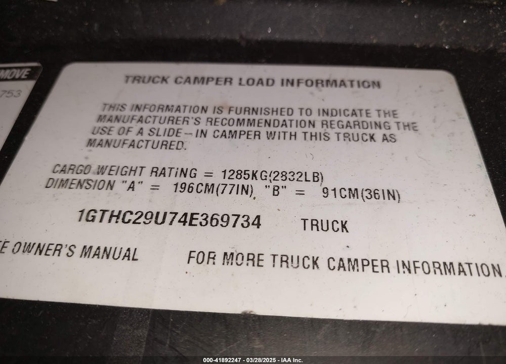 2004 GMC SIERRA 2500HD SLE VIN: 1GTHC29U74E369734