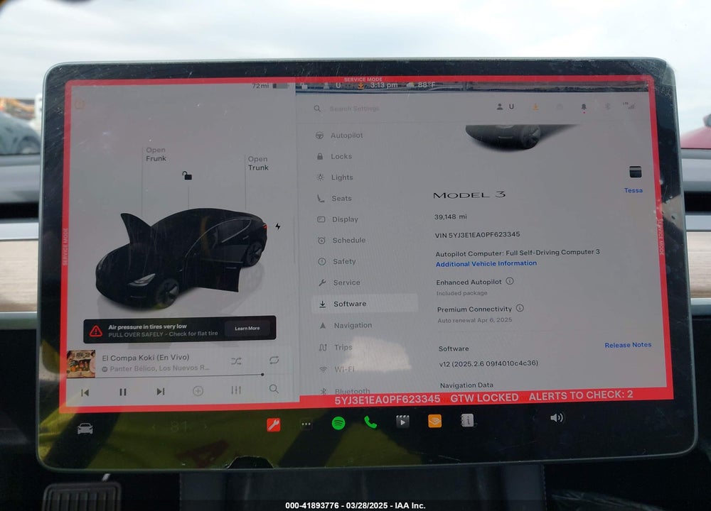 2023 TESLA MODEL 3 VIN: 5YJ3E1EA0PF623345