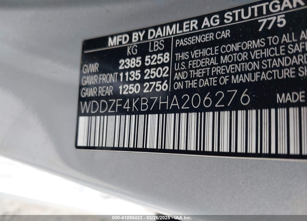 2017 MERCEDES-BENZ E-CLASS VIN: WDDZF4KB7HA206276