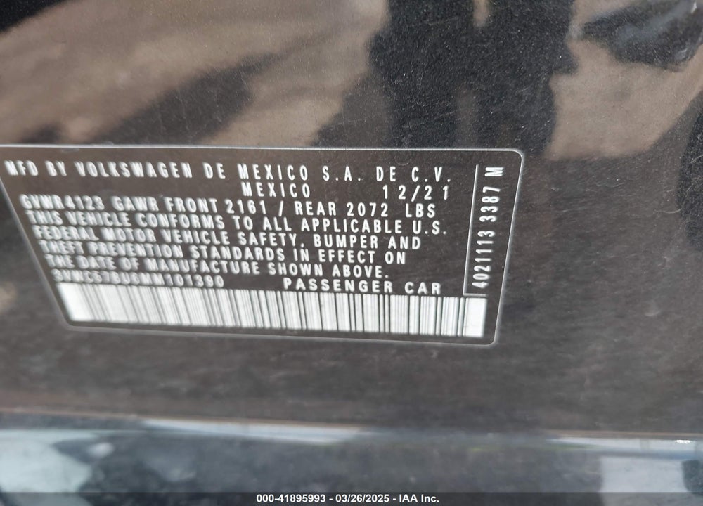 2021 VOLKSWAGEN JETTA VIN: 3VWC57BU6MM101390