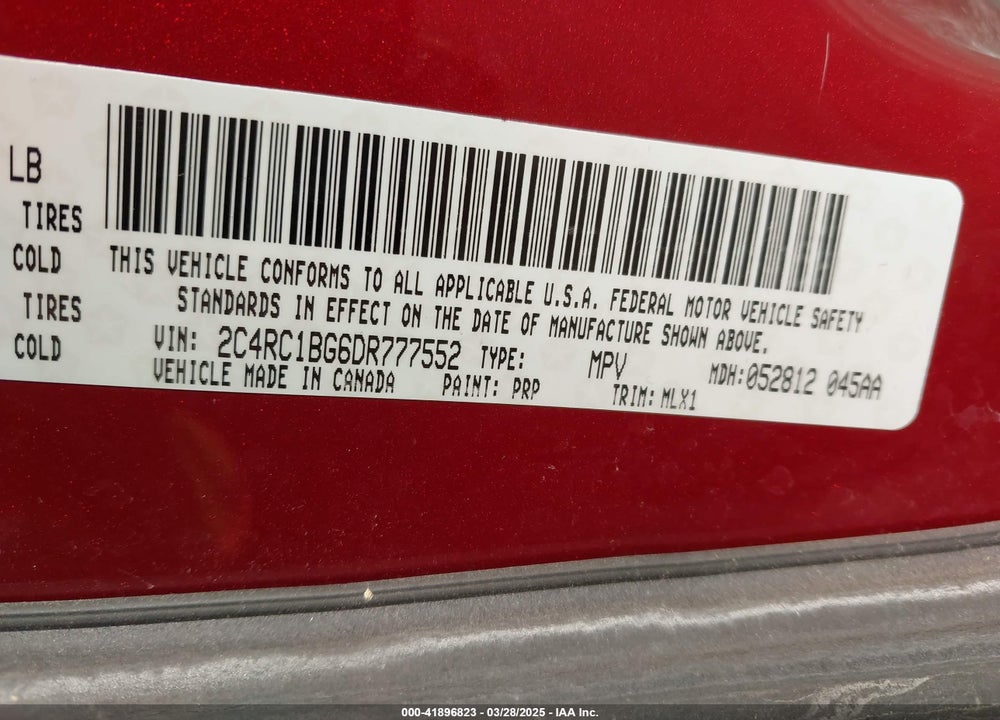 2013 CHRYSLER TOWN & COUNTRY VIN: 2C4RC1BG6DR777552