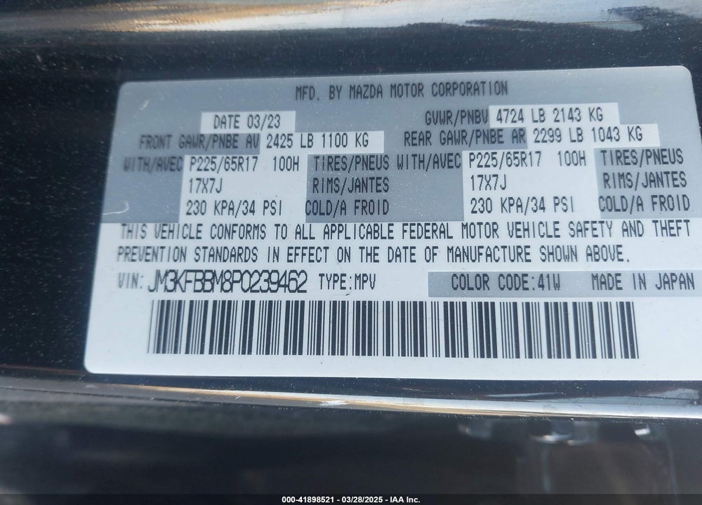 2023 MAZDA CX-5 VIN: JM3KFBBM8P0239462