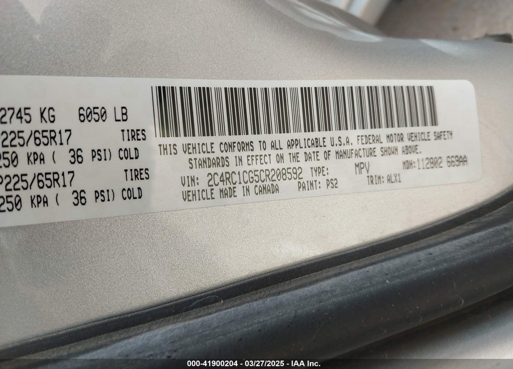 2012 CHRYSLER TOWN & COUNTRY TOURING-L VIN: 2C4RC1CG5CR208592