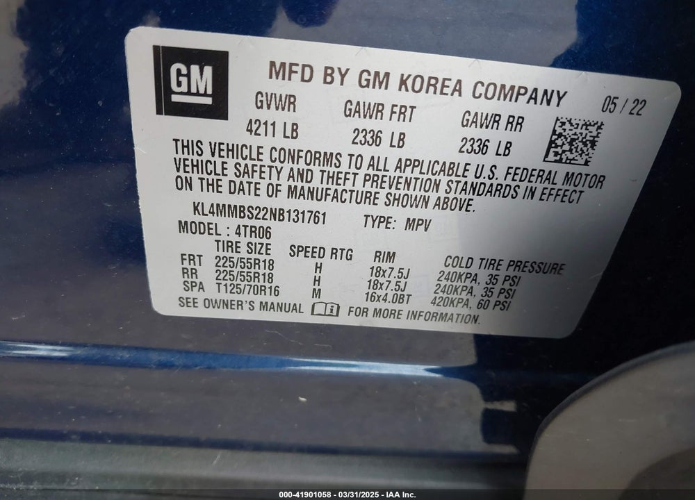 2022 BUICK ENCORE GX FWD PREFERRED VIN: KL4MMBS22NB131761