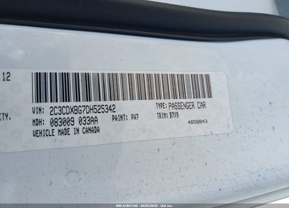 2013 DODGE CHARGER VIN: 2C3CDXBG7DH525342