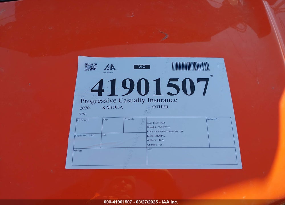 2020 KABODA RTV-XG850 VIN: A5KH1PGNJLG019859