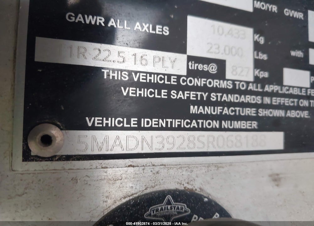 2025 MAC TRAILER MFG OTHER VIN: 5MADN3928SR068188