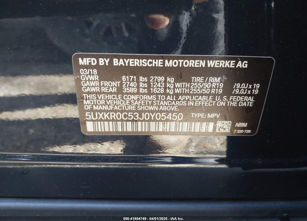 2018 BMW X5 VIN: 5UXKR0C53J0Y05450