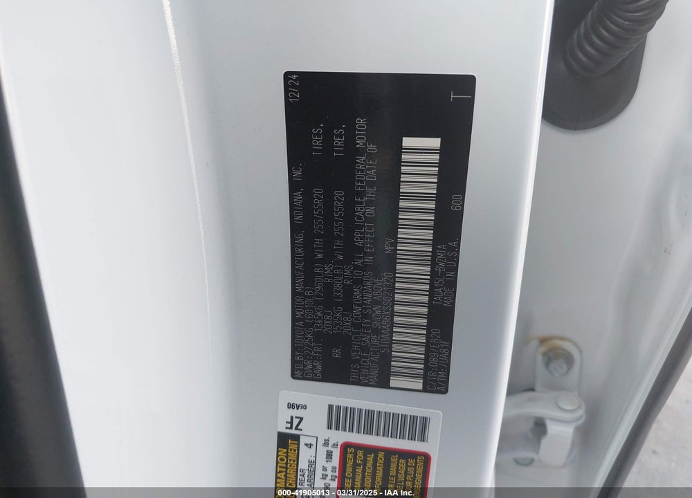2025 LEXUS TX 350 PREMIUM VIN: 5TDAAAB6XSS021320