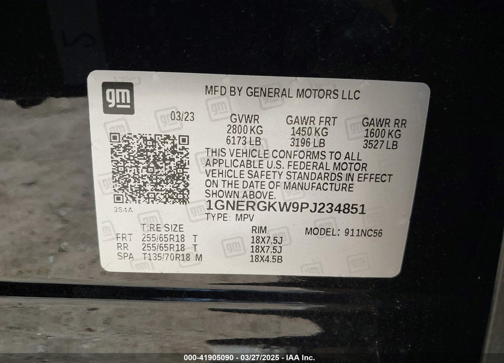 2023 CHEVROLET TRAVERSE FWD LT CLOTH VIN: 1GNERGKW9PJ234851