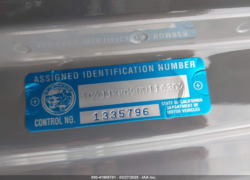 2022 JEEP WRANGLER UNLIMITED VIN: 1C4JJXFG9NW116302