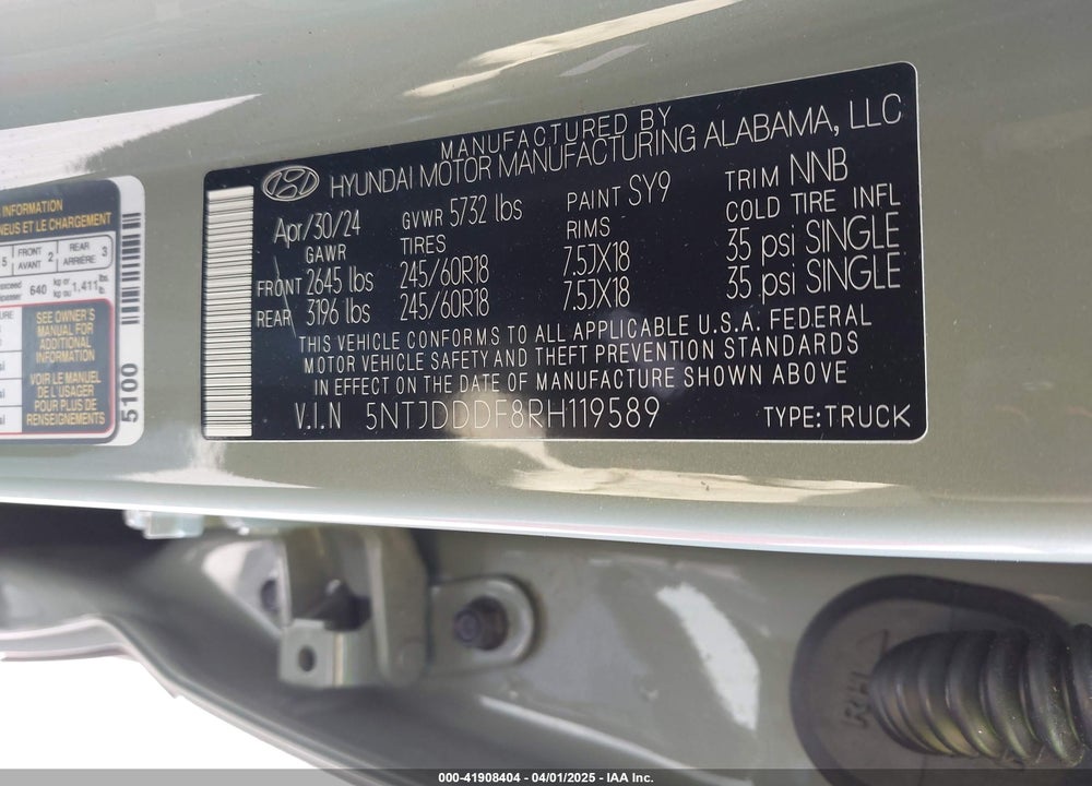 2024 HYUNDAI SANTA CRUZ XRT VIN: 5NTJDDDF8RH119589
