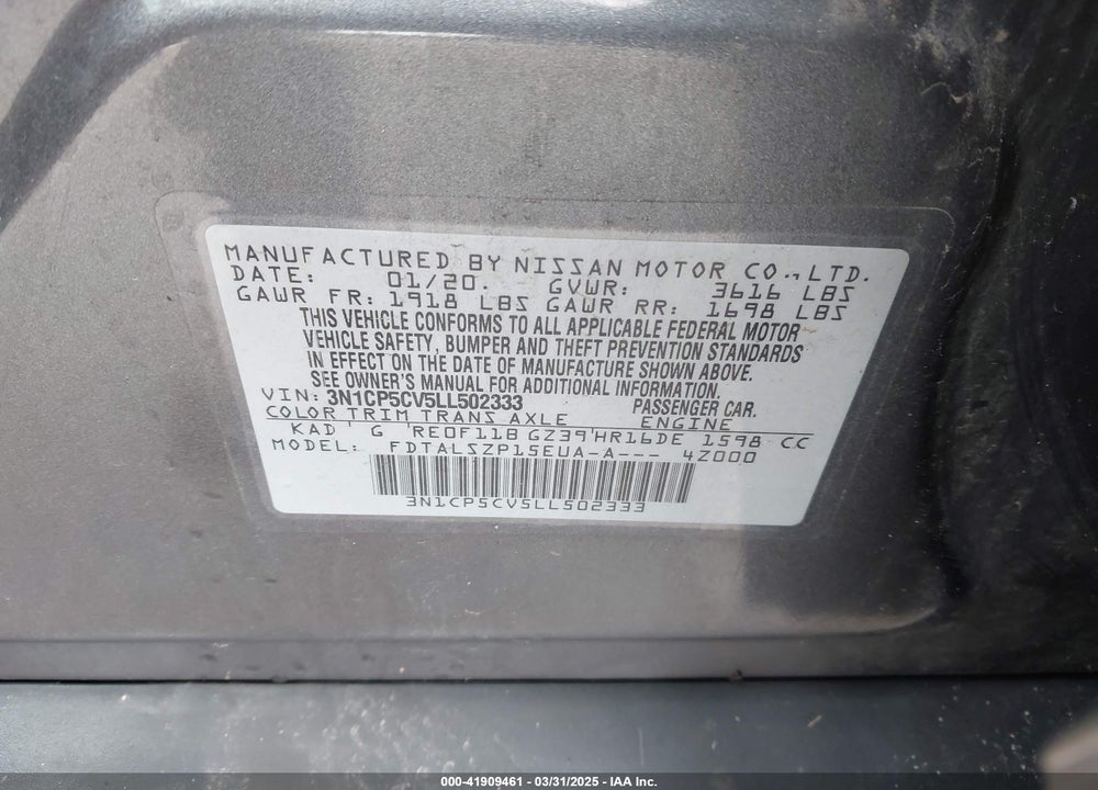 2020 NISSAN KICKS VIN: 3N1CP5CV5LL502333