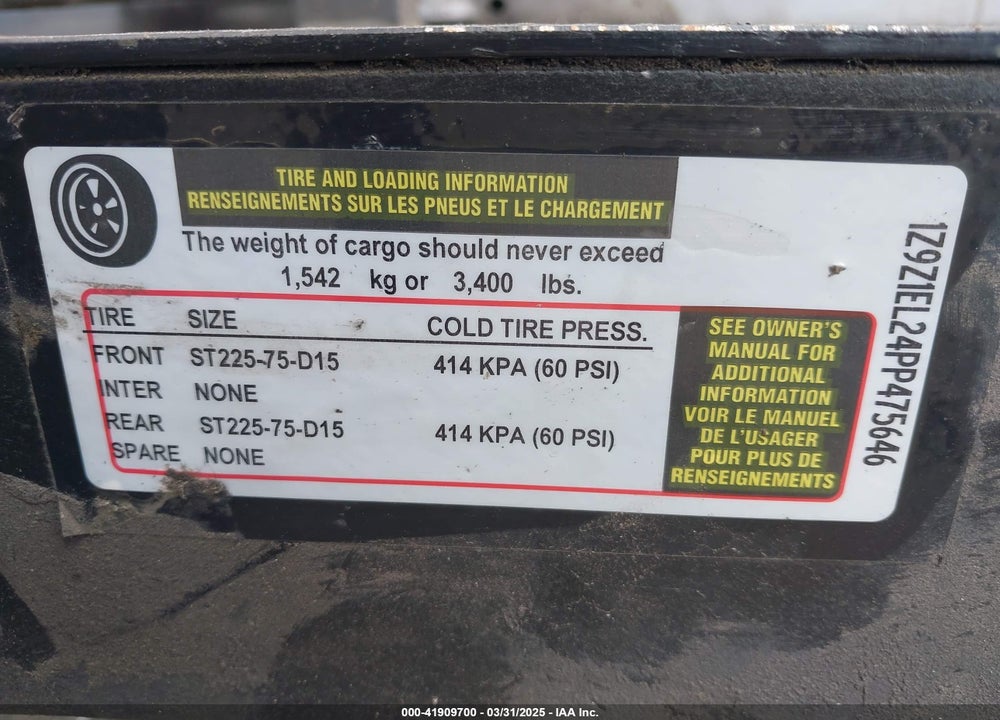 2023 QUALITY TRAILERS CARGO TRAILER/FOOD T VIN: 1Z9Z1EL24PP475646