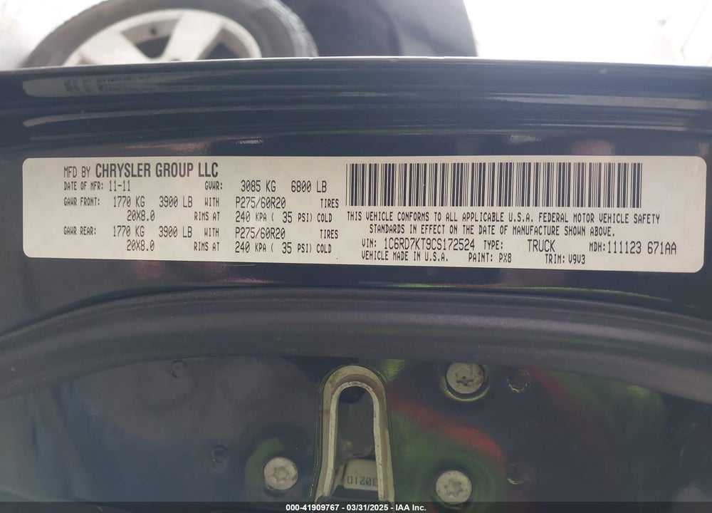 2012 RAM 1500 VIN: 1C6RD7KT9CS172524