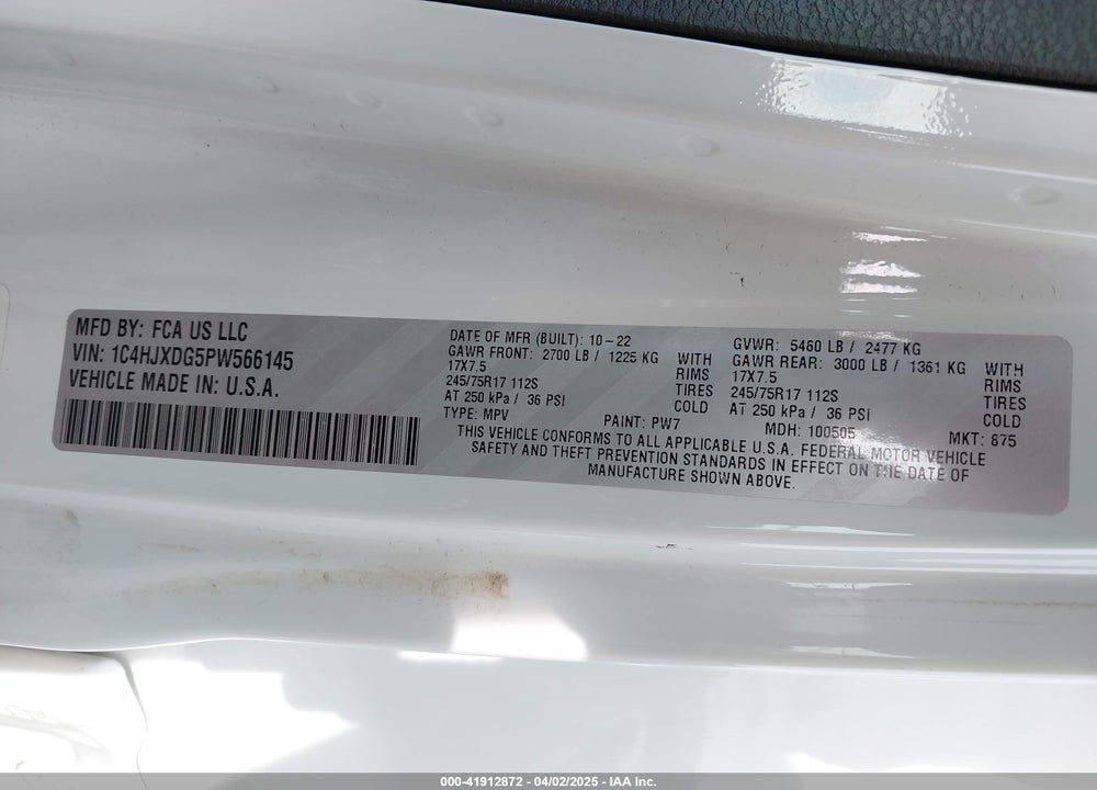2023 JEEP WRANGLER / VIN: 1C4HJXDG5PW566145