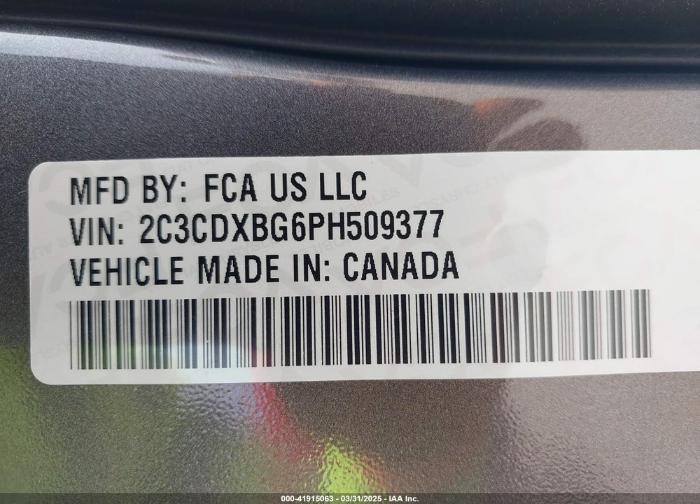 2023 DODGE CHARGER SXT VIN: 2C3CDXBG6PH509377