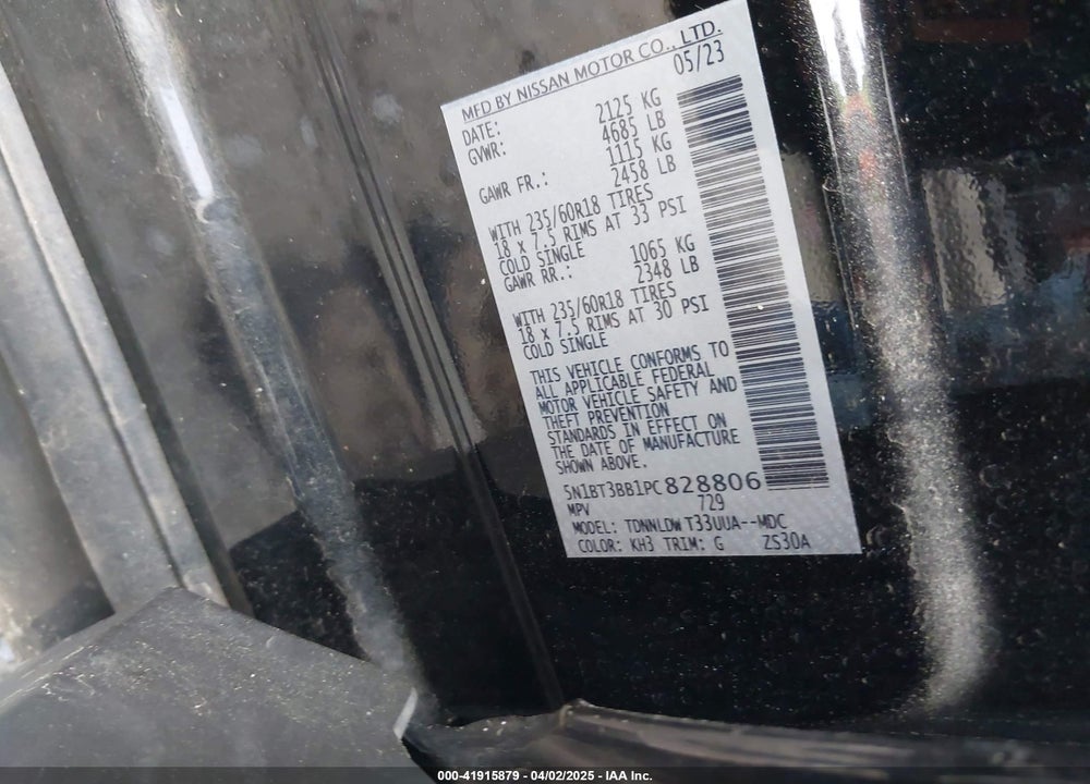 2023 NISSAN ROGUE VIN: 5N1BT3BB1PC828806