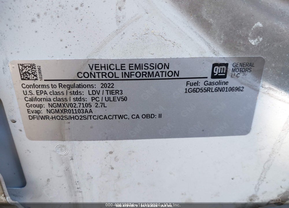 2022 CADILLAC CT4 PREMIUM LUXURY VIN: 1G6D55RL6N0106962
