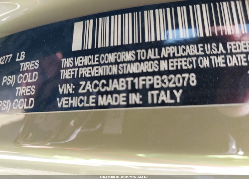 2015 JEEP RENEGADE VIN: ZACCJABT1FPB32078