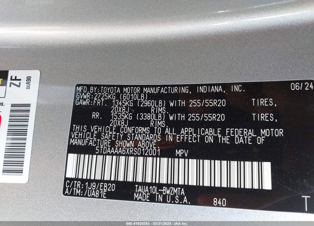 2024 LEXUS TX 350 VIN: 5TDAAAA6XRS012001