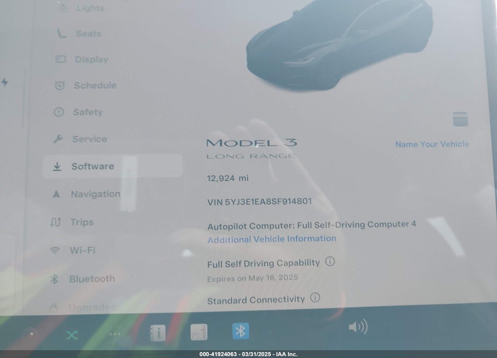 2025 TESLA MODEL 3 LONG RANGE REAR-WHEEL DRIVE VIN: 5YJ3E1EA8SF914801