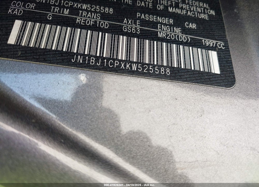 2019 NISSAN ROGUE SPORT S VIN: JN1BJ1CPXKW525588
