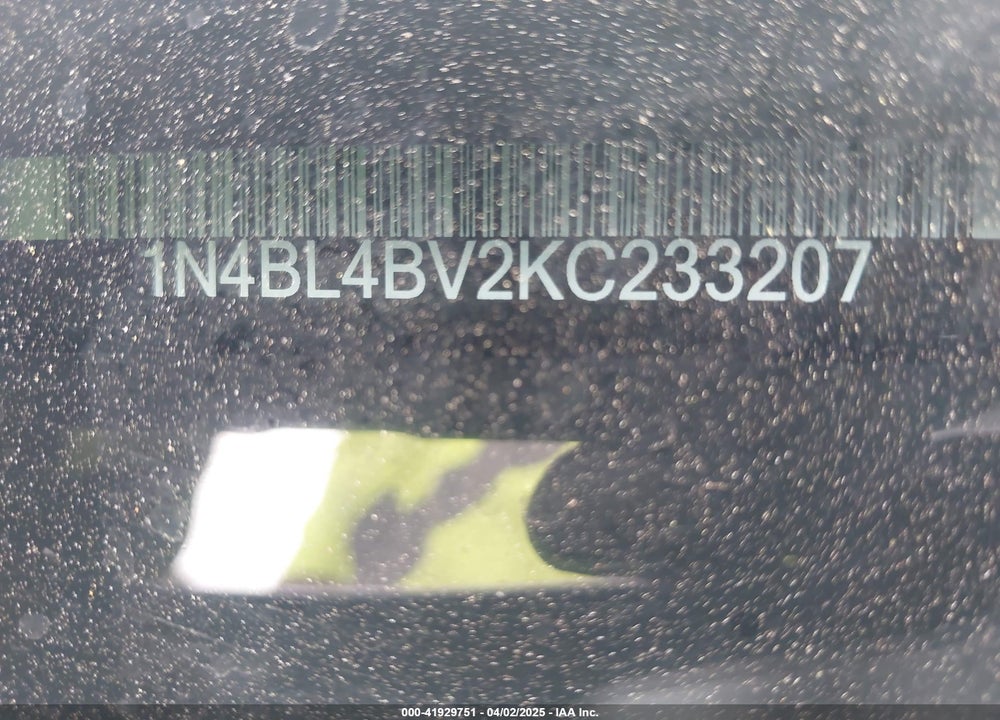 2019 NISSAN ALTIMA VIN: 1N4BL4BV2KC233207