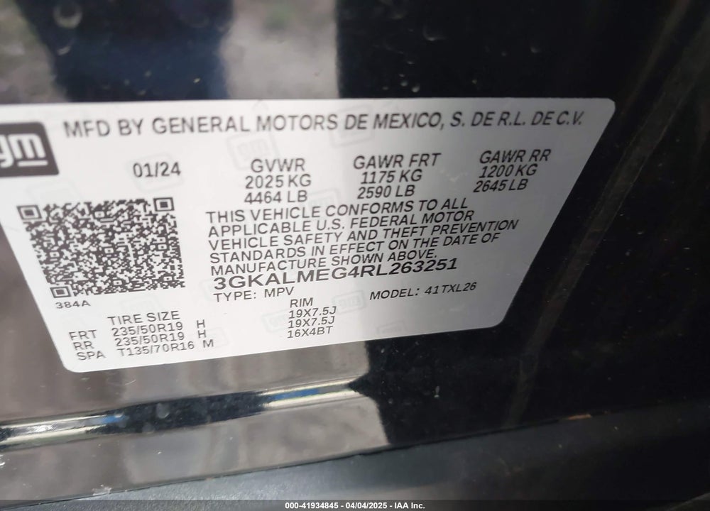 2024 GMC TERRAIN VIN: 3GKALMEG4RL263251