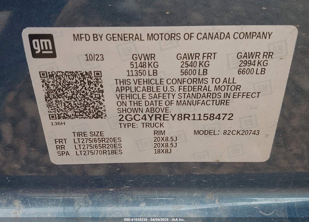 2024 CHEVROLET SILVERADO 2500HD 4WD STANDARD BED HIGH COUNTRY VIN: 2GC4YREY8R1158472