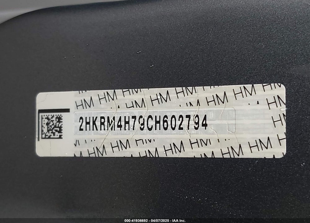 2012 HONDA CR-V EX-L VIN: 2HKRM4H79CH602794