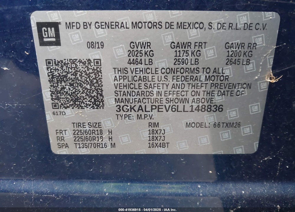 2020 GMC TERRAIN VIN: 3GKALPEV6LL148836