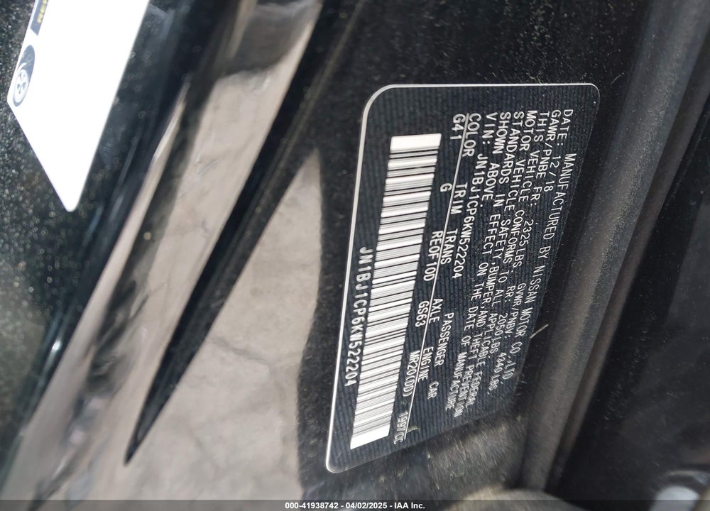 2019 NISSAN ROGUE SPORT VIN: JN1BJ1CP6KW522204