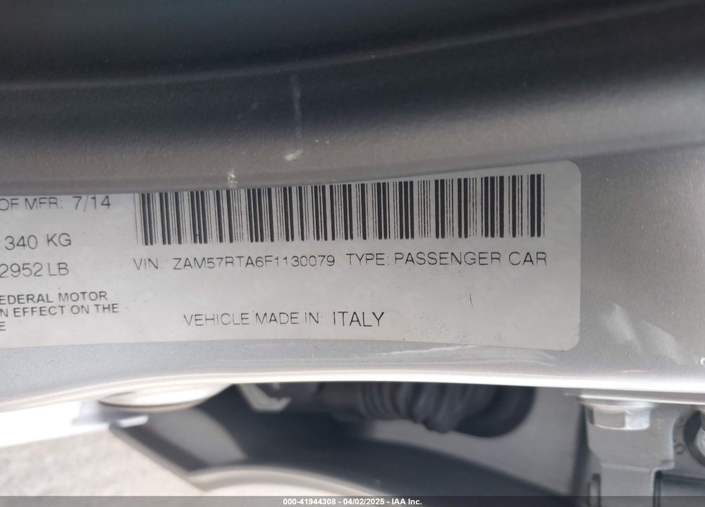 2015 MASERATI GHIBLI VIN: ZAM57RTA6F1130079