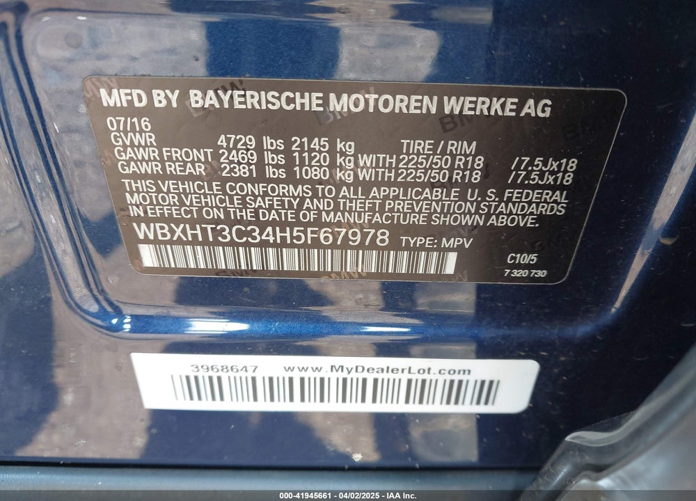 2017 BMW X1 XDRIVE28I VIN: WBXHT3C34H5F67978