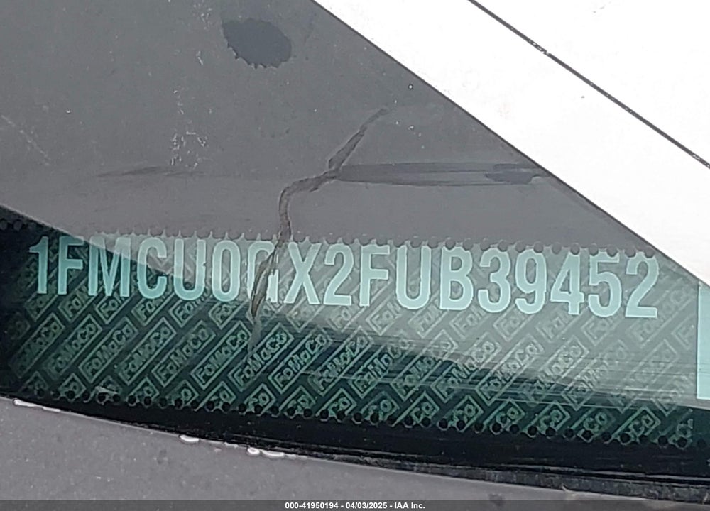 2015 FORD ESCAPE VIN: 1FMCU0GX2FUB39452