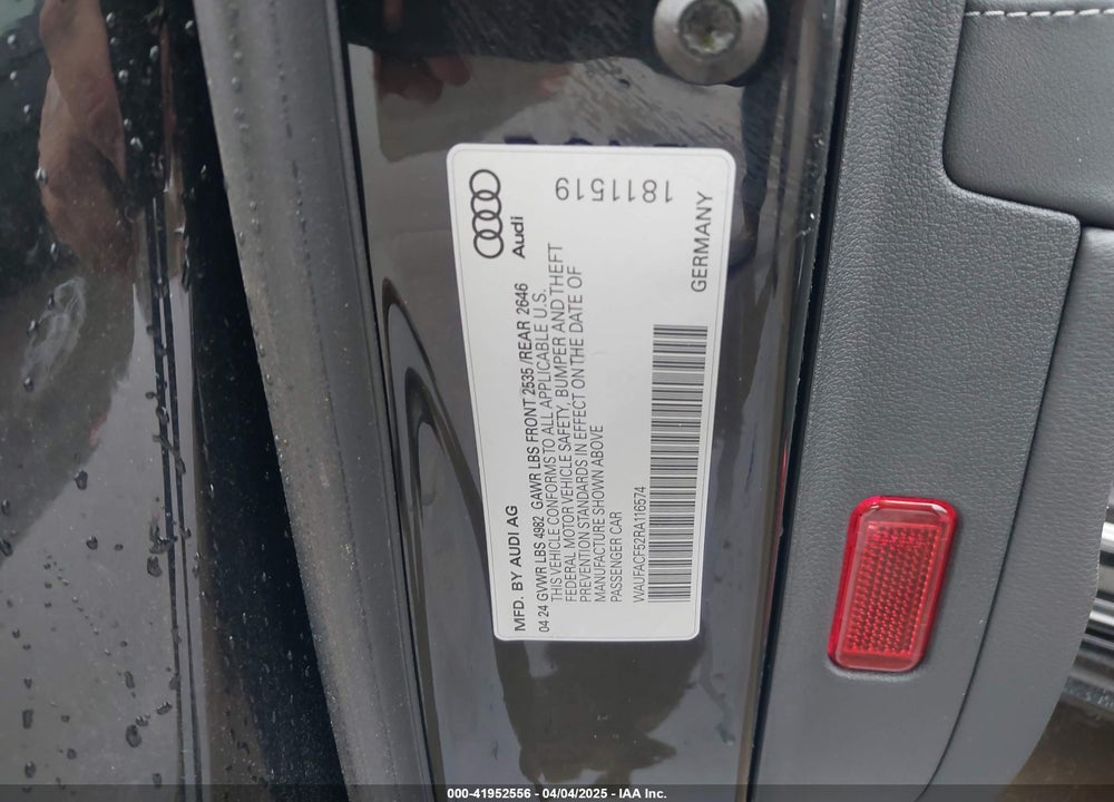 2024 AUDI A5 SPORTBACK VIN: WAUFACF52RA116574