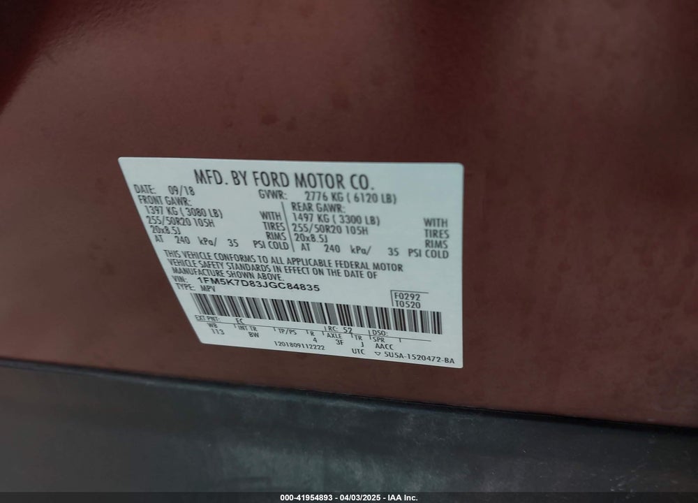 2018 FORD EXPLORER XLT VIN: 1FM5K7D83JGC84835