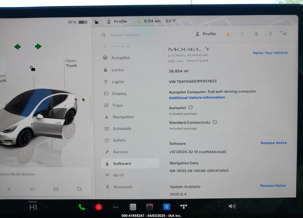 2023 TESLA MODEL Y AWD/LONG RANGE DUAL MOTOR ALL-WHEEL DRIVE VIN: 7SAYGAEE1PF617933