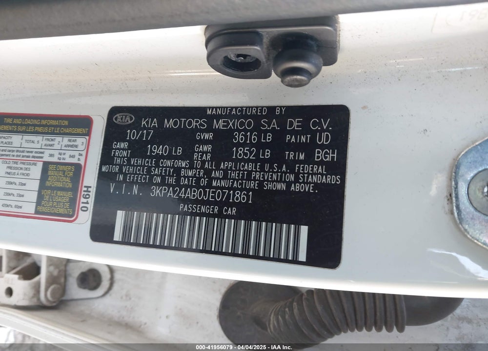 2018 KIA RIO VIN: 3KPA24AB0JE071861