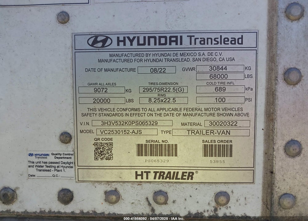 2023 HYUNDAI TRANSLEAD INC UNKNOWN VIN: 3H3V532K0PS065329