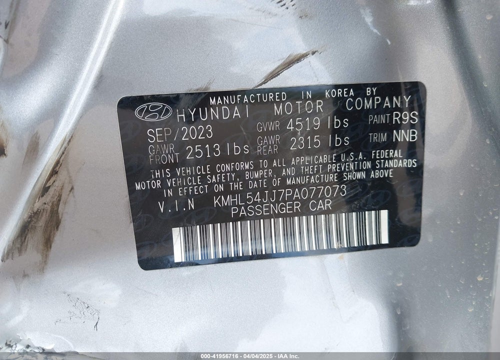 2023 HYUNDAI SONATA HYBRID LIMITED VIN: KMHL54JJ7PA077073