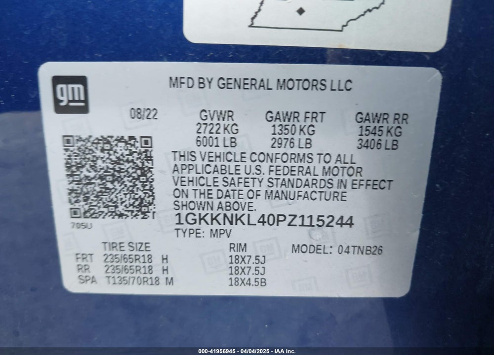 2023 GMC ACADIA FWD SLE VIN: 1GKKNKL40PZ115244