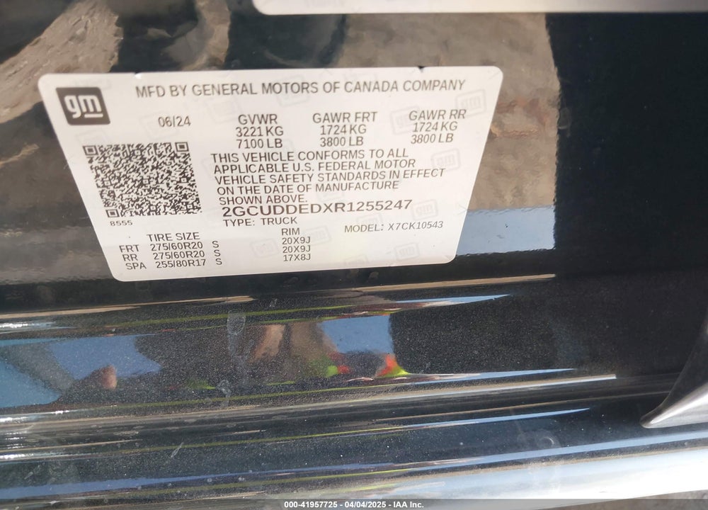 2024 CHEVROLET SILVERADO 1500 4WD SHORT BED LT VIN: 2GCUDDEDXR1255247