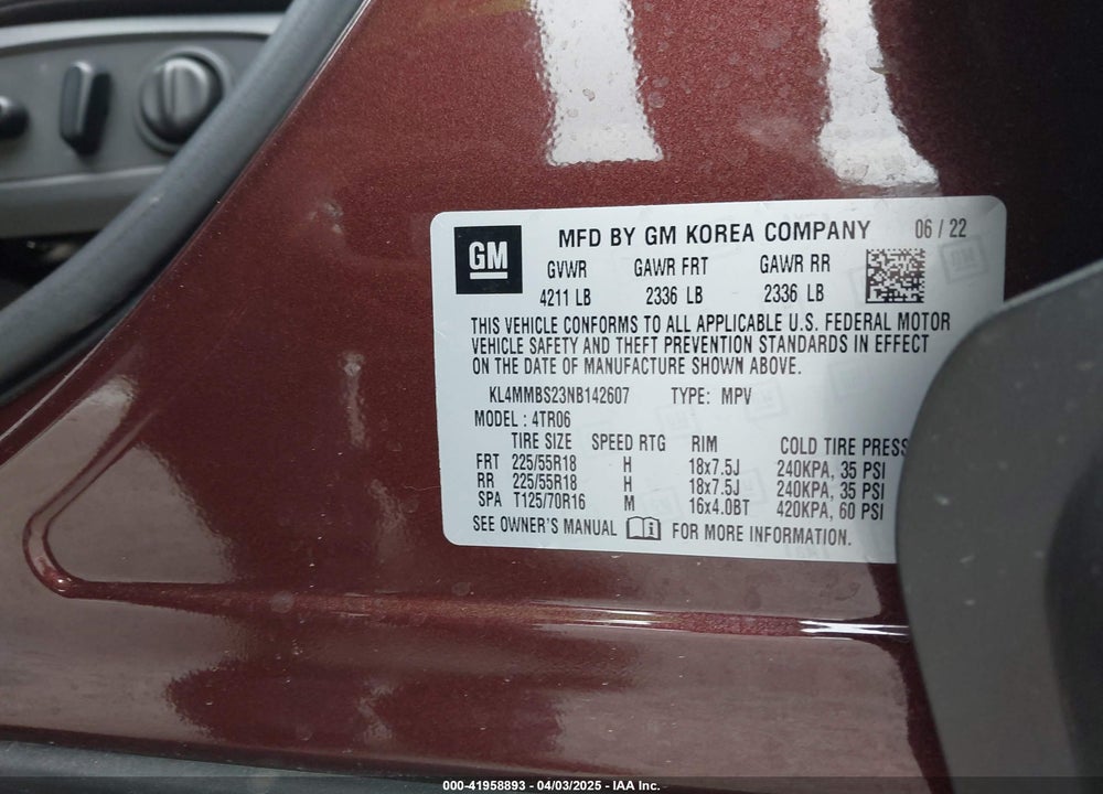 2022 BUICK ENCORE GX FWD PREFERRED VIN: KL4MMBS23NB142607