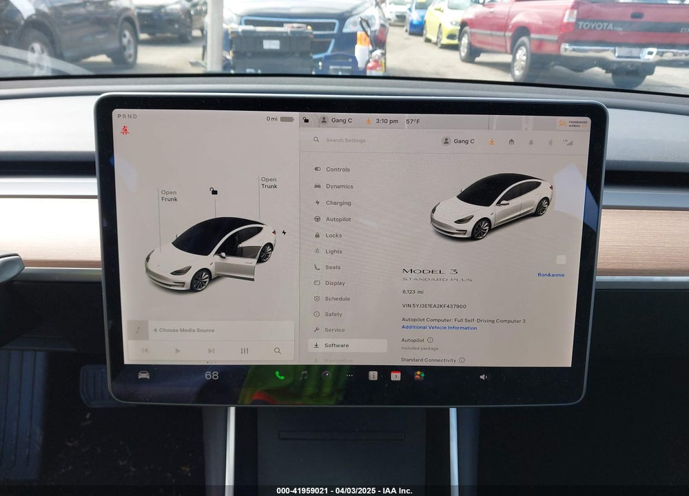 2019 TESLA MODEL 3 LONG RANGE/MID RANGE/STANDARD RANGE/STANDARD RANGE PLUS VIN: 5YJ3E1EA2KF437900