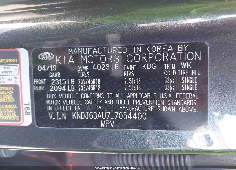 2020 KIA SOUL GT LINE VIN: KNDJ63AU7L7054400