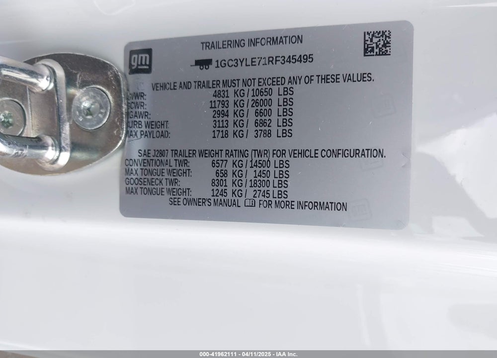 2024 CHEVROLET SILVERADO 2500HD 4WD  LONG BED WORK TRUCK VIN: 1GC3YLE71RF345495